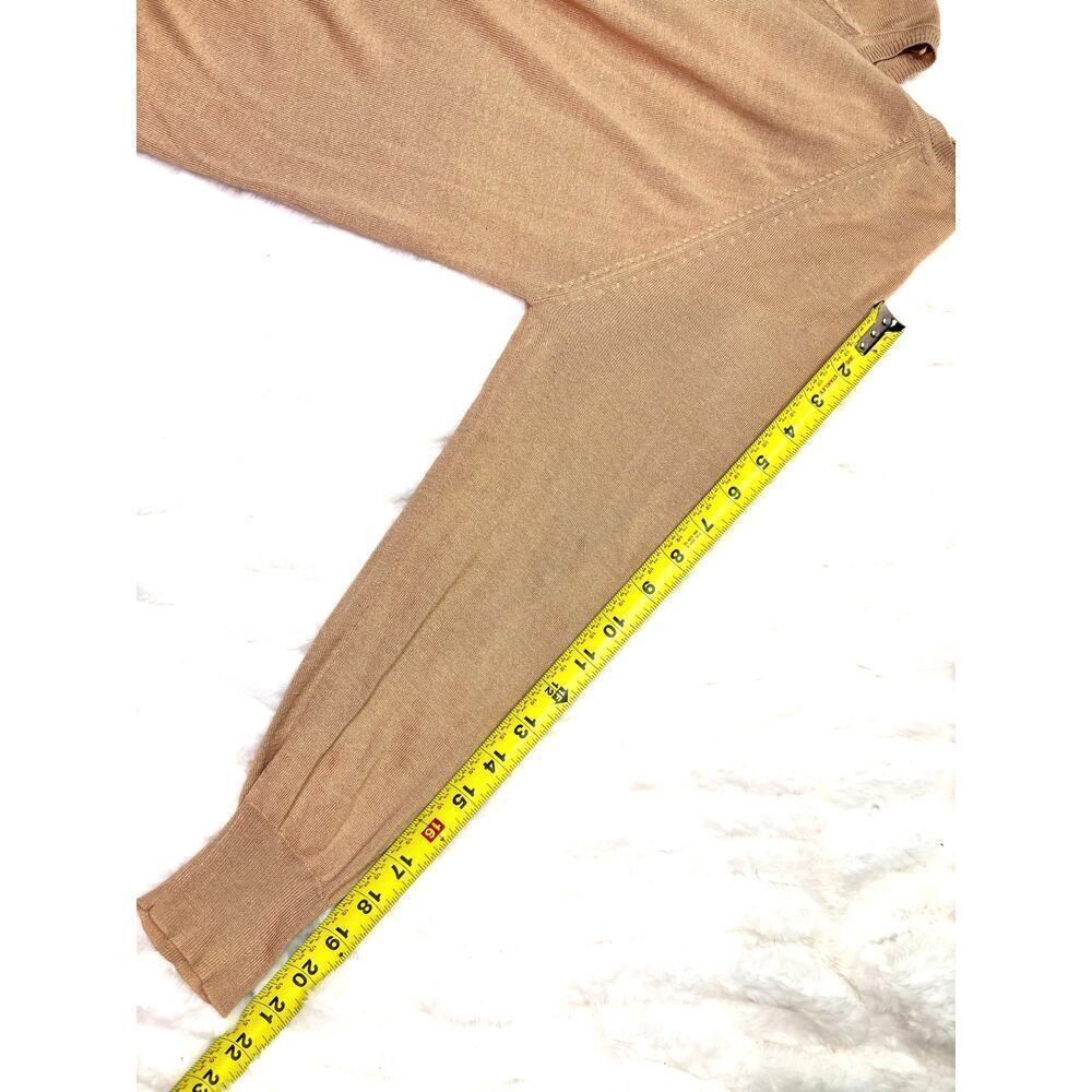 Zara Basic Knit Long Sleeve Blouse | Women's Large | Tan | Crew Neck Top - Picture 5 of 7